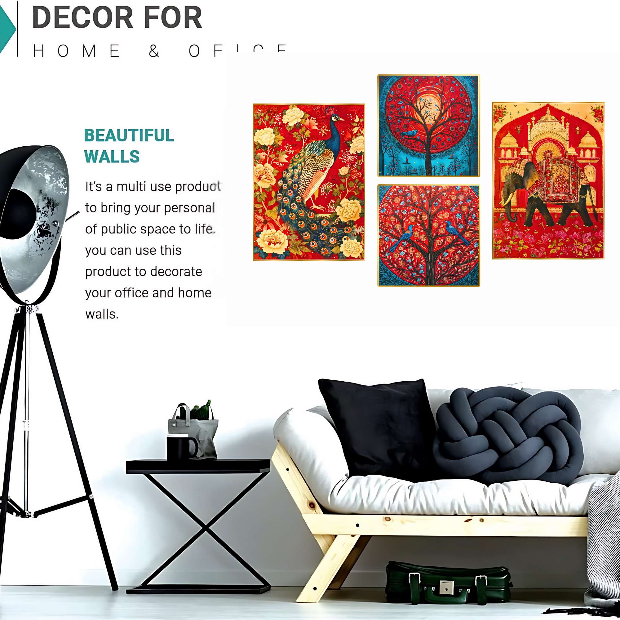 Set of Four Wall Paintings for Wall Dacoration Golden Framed Wall Paintings for Living Room & Bedroom Wall Art for Home Decoration & Office Wall Décor (13x10 inch CH-GD4-15) - Image 2